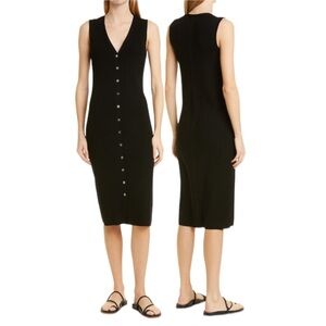 NWT ATM Anthony Thomas Melillo Sleeveless Wool Rib Sweater Dress in Black Large
